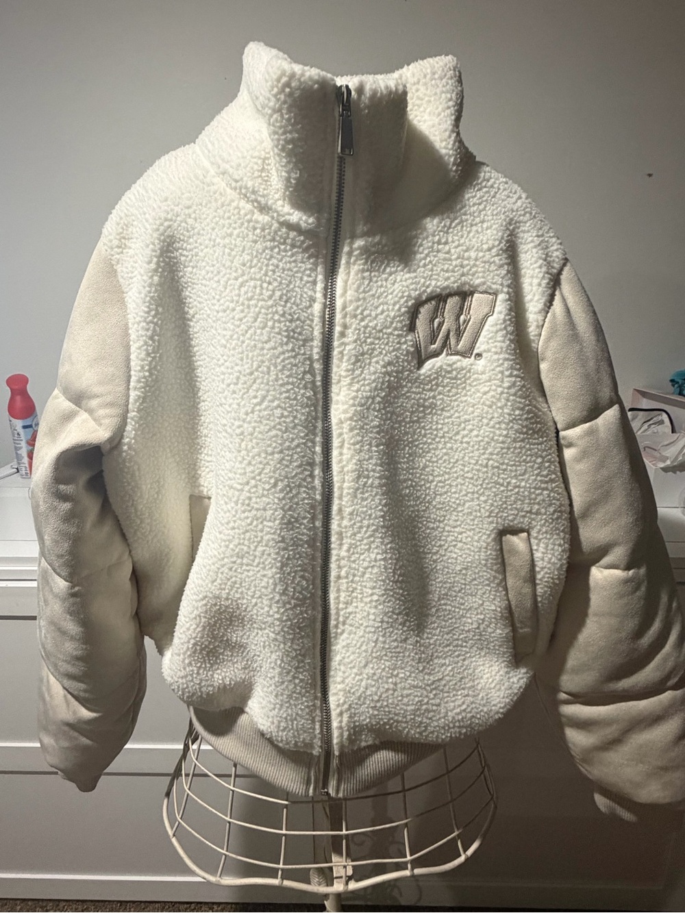 Women’s Cream Sherpa Zip-Up Teddy Jacket